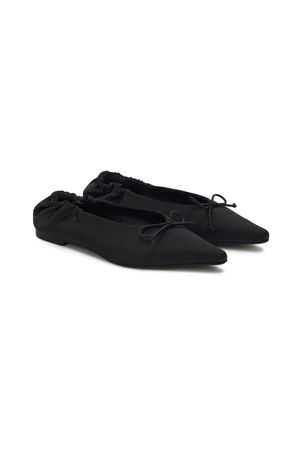 DEINET SATIN RIBBON FLAT SHOES IN BLACK