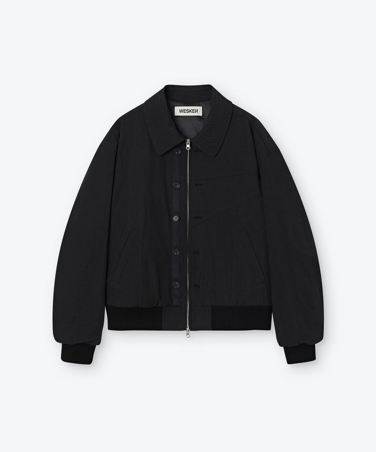 웨스켄(WESKEN) WASHED COTTON PANELLED JACKET (BLACK)