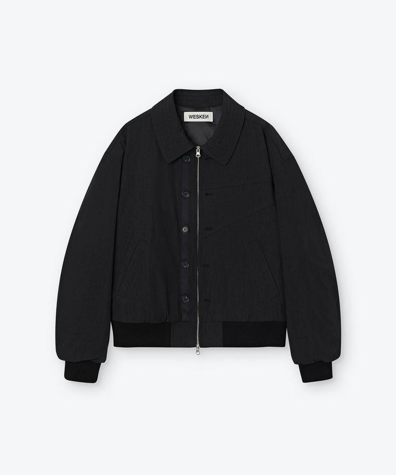 WASHED COTTON PANELLED JACKET (BLACK)