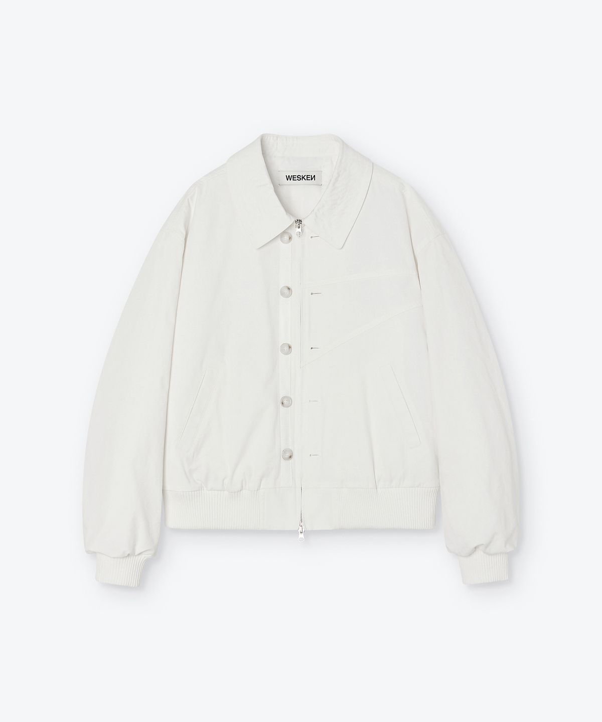 웨스켄(WESKEN) WASHED COTTON PANELLED JACKET (OFF WHITE)
