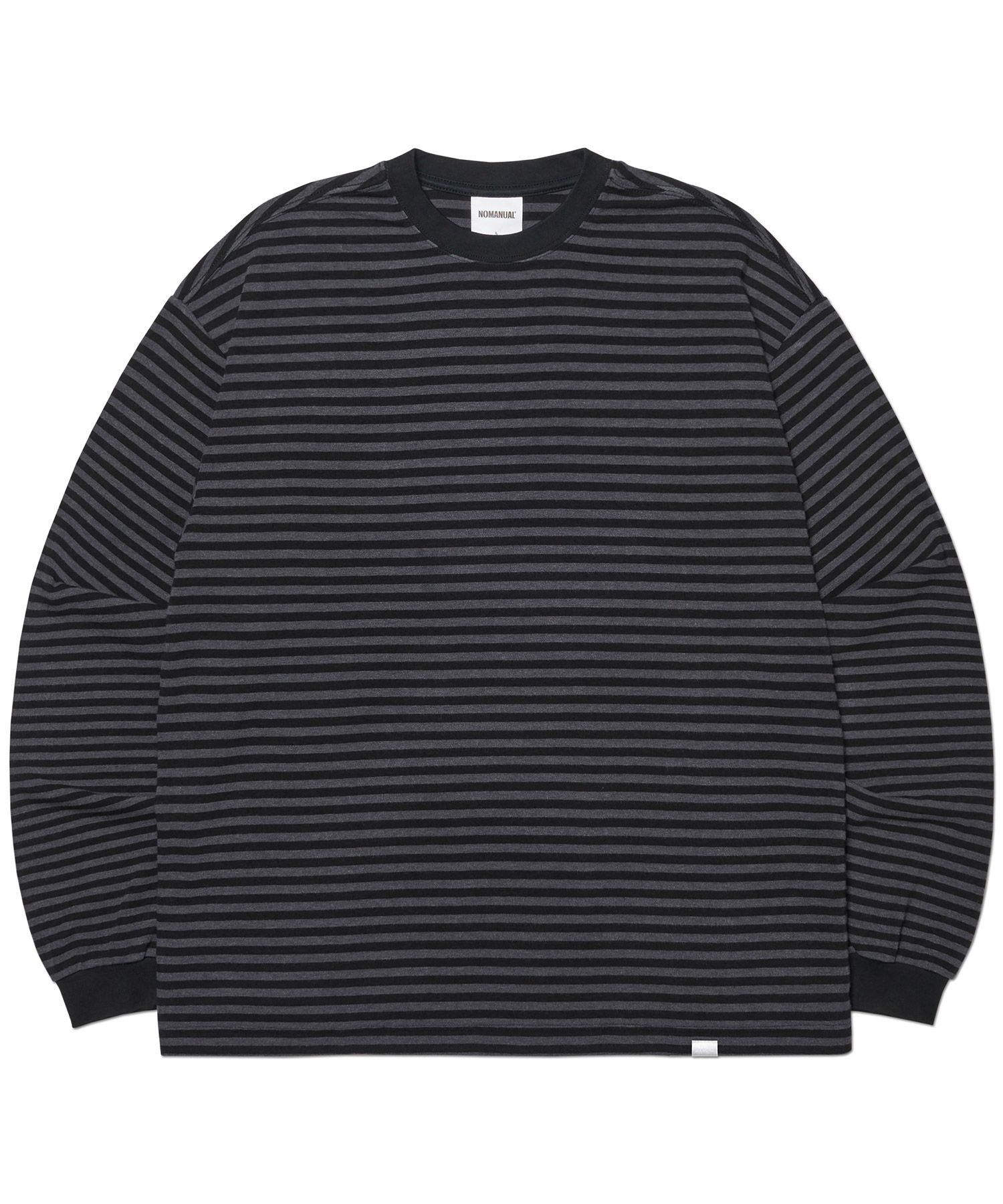 MUSINSA | NOMANUAL NM BORDER LONG SLEEVE TEE - BLACK