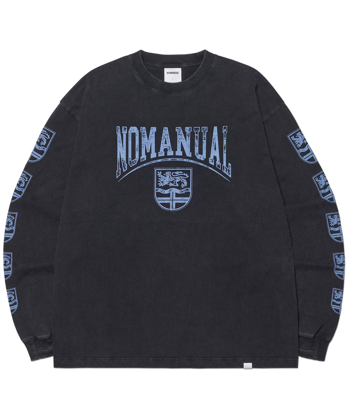 노매뉴얼(NOMANUAL) EMBLEM LONG SLEEVE TEE - WASHED BLACK