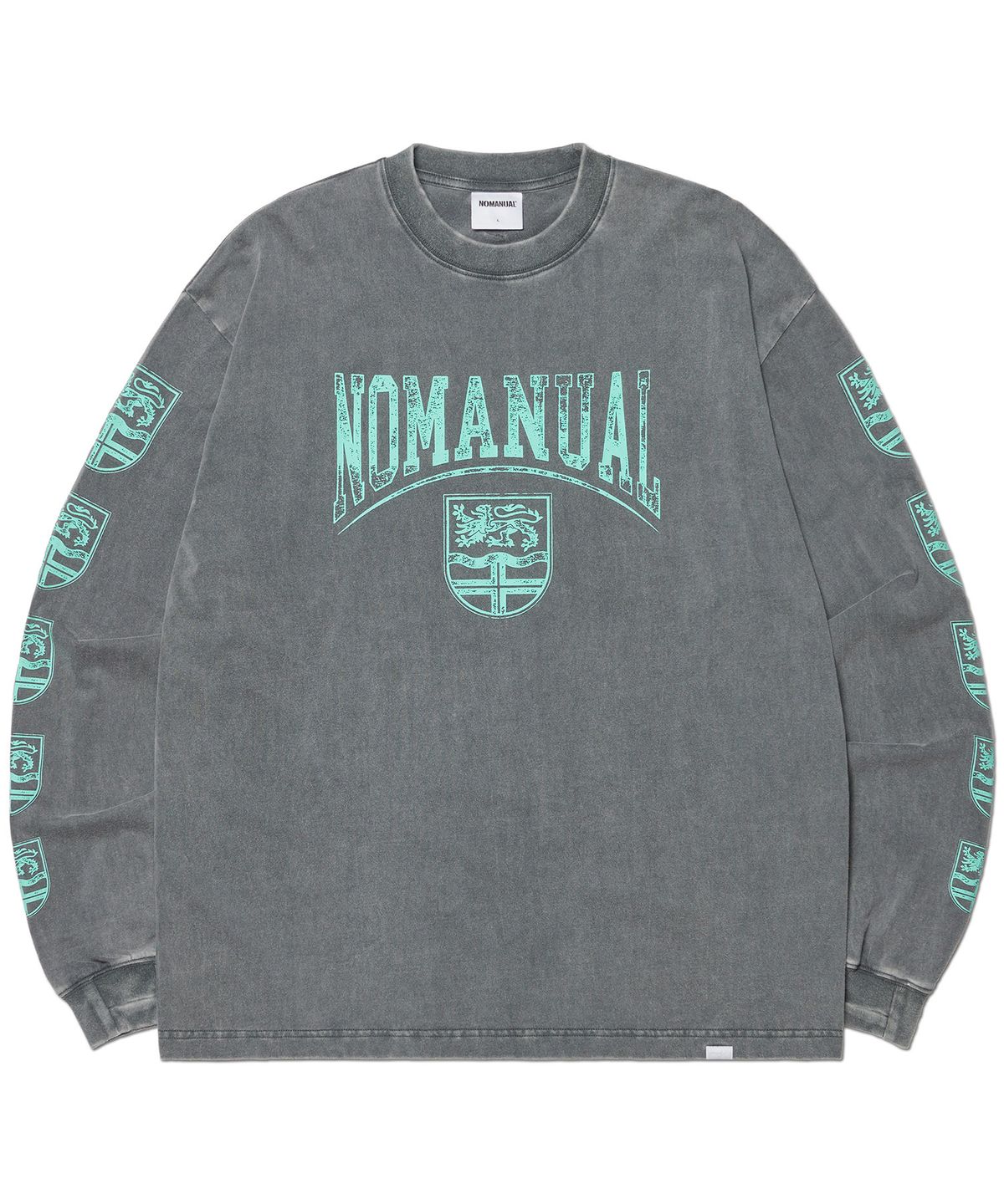 노매뉴얼(NOMANUAL) EMBLEM LONG SLEEVE TEE - WASHED GRAY