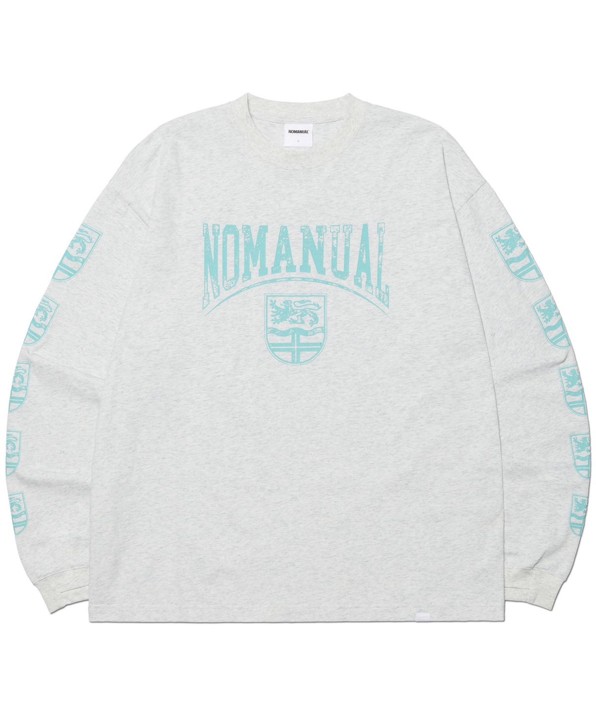 노매뉴얼(NOMANUAL) EMBLEM LONG SLEEVE TEE - WHITE MELANGE