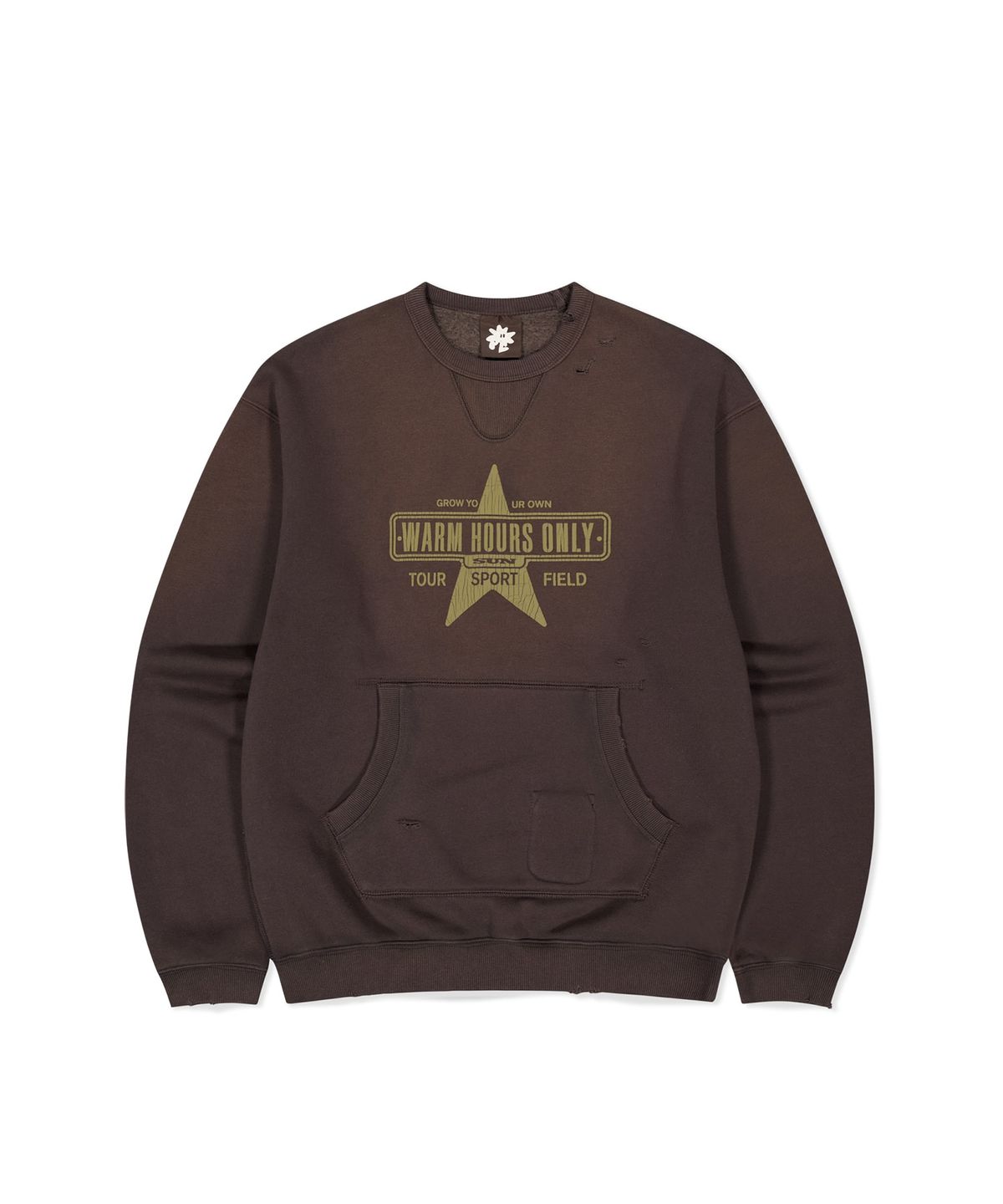썬러브투어(SUNLOVETOUR) Faded Patch Pocket Crew Brown