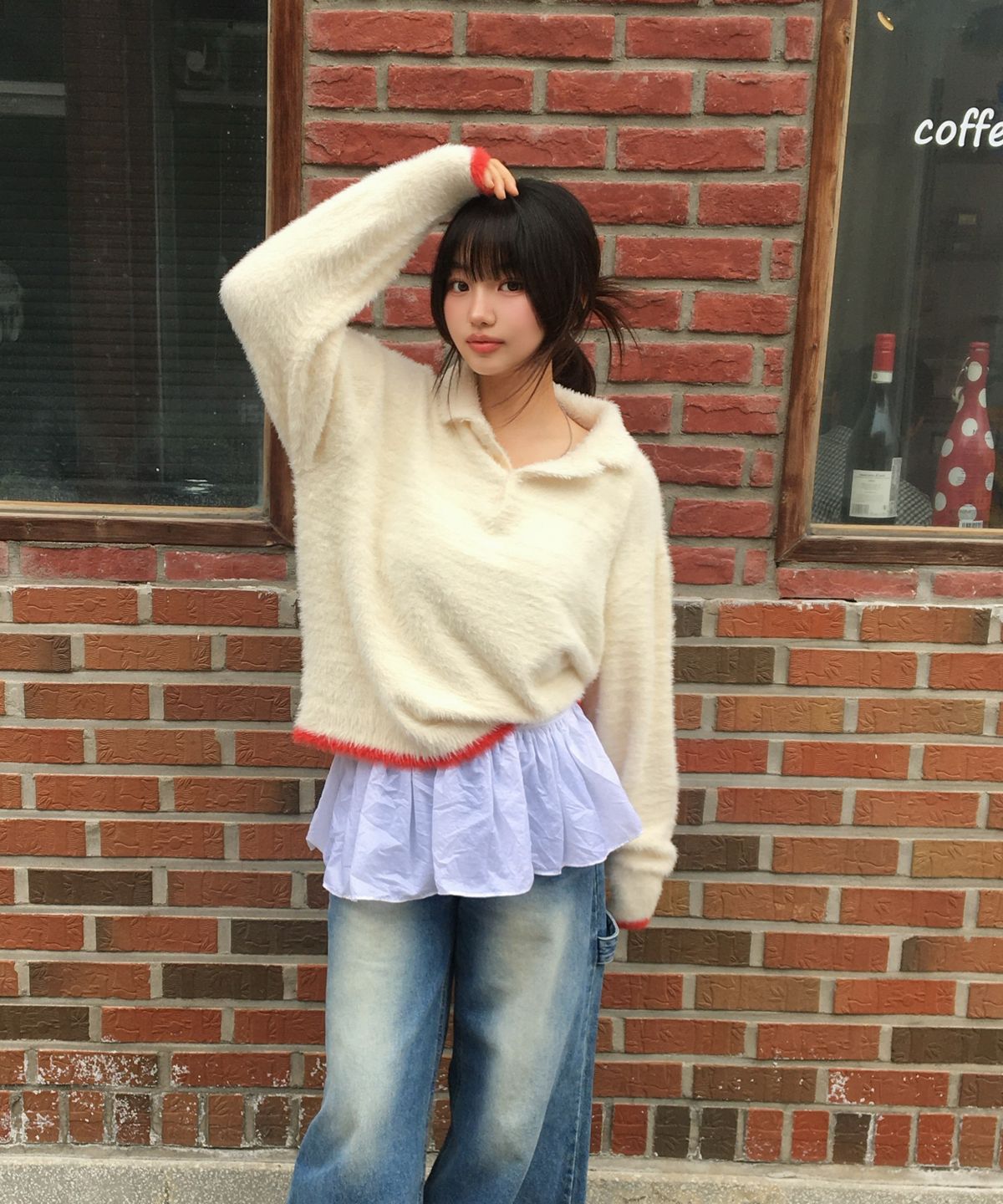 아모우(AMOU) Mohair Washable Kara knit IVORY