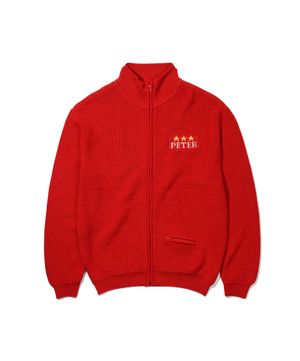 PETER STAR KNIT ZIP UP - RED