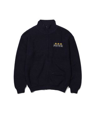 PETER STAR KNIT ZIP UP - NAVY
