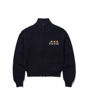 (W) PETER STAR KNIT ZIP UP - NAVY