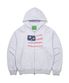 USA FLAG APPLIQUE ZIP HOODIE - LIGHT GRAY