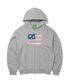 USA FLAG APPLIQUE ZIP HOODIE - GRAY