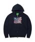 USA FLAG APPLIQUE ZIP HOODIE - NAVY