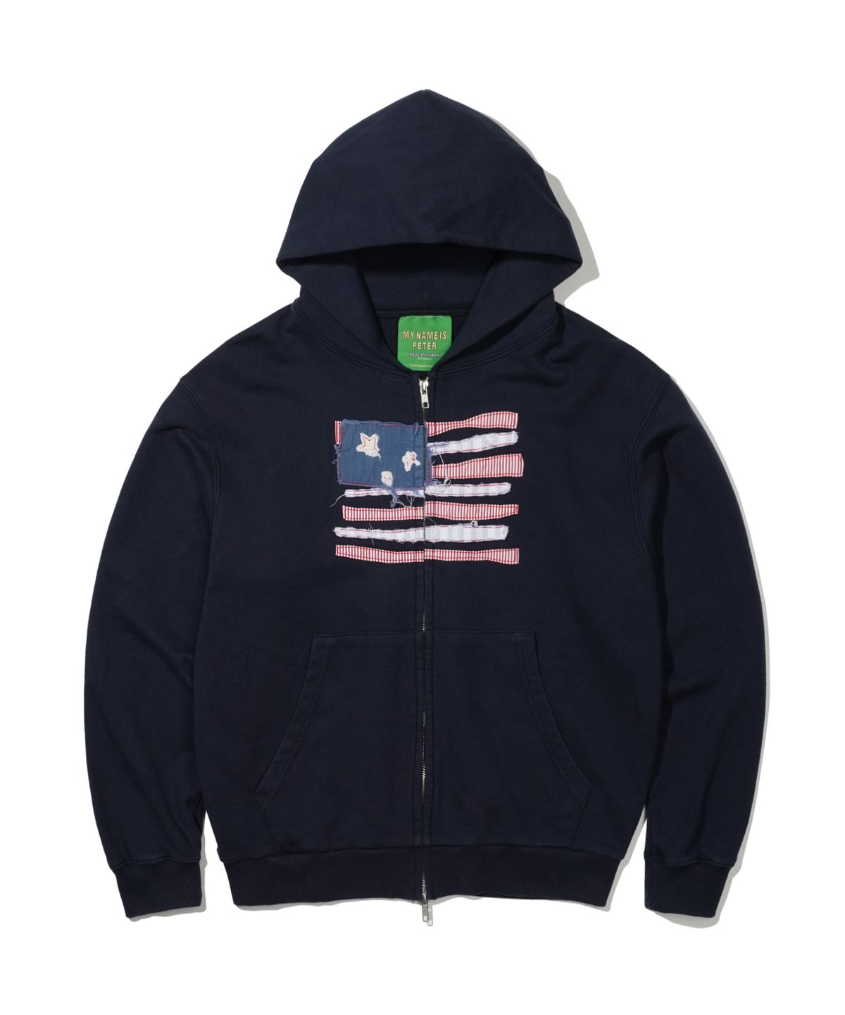 마이네임이즈피터(MYNAMEISPETER) USA FLAG APPLIQUE ZIP HOODIE - NAVY