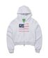 (W) USA FLAG APPLIQUE ZIP HOODIE - LIGHT GRAY