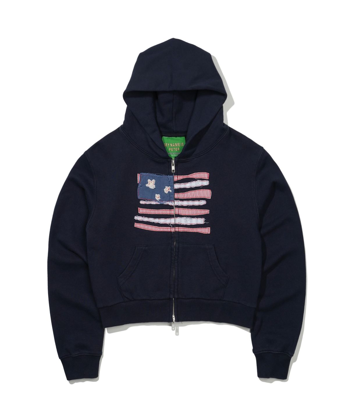마이네임이즈피터(MYNAMEISPETER) (W) USA FLAG APPLIQUE ZIP HOODIE - NAVY