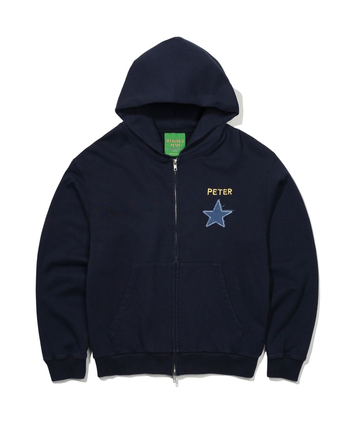 마이네임이즈피터(MYNAMEISPETER) PETER STAR APPLIQUE ZIP HOODIE - NAVY