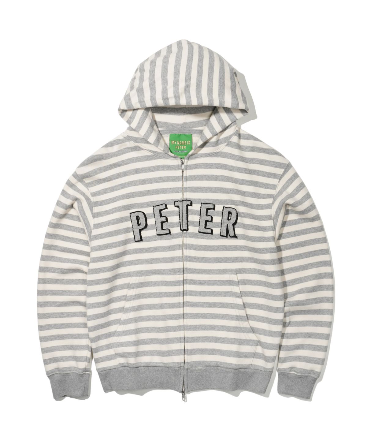 마이네임이즈피터(MYNAMEISPETER) PETER APPLIQUE STRIPE ZIP HOODIE - IVORY
