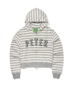 (W) PETER APPLIQUE STRIPE ZIP HOODIE - IVORY