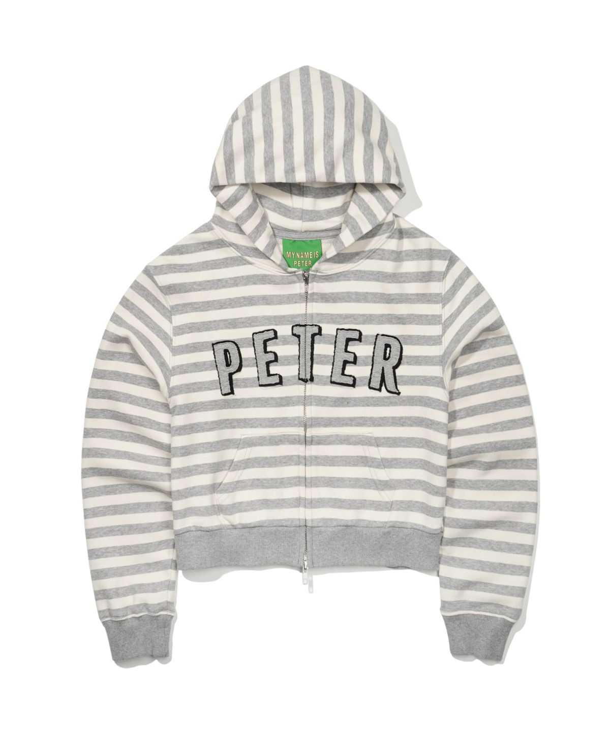 마이네임이즈피터(MYNAMEISPETER) (W) PETER APPLIQUE STRIPE ZIP HOODIE - IVORY