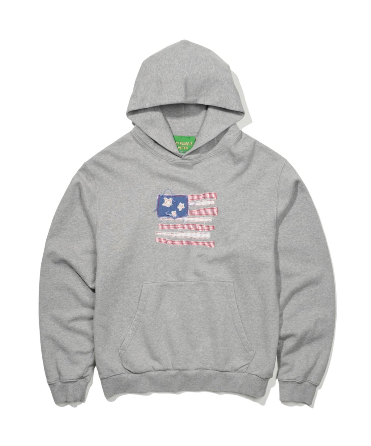 마이네임이즈피터(MYNAMEISPETER) USA FLAG APPLIQUE HOODIE - GRAY