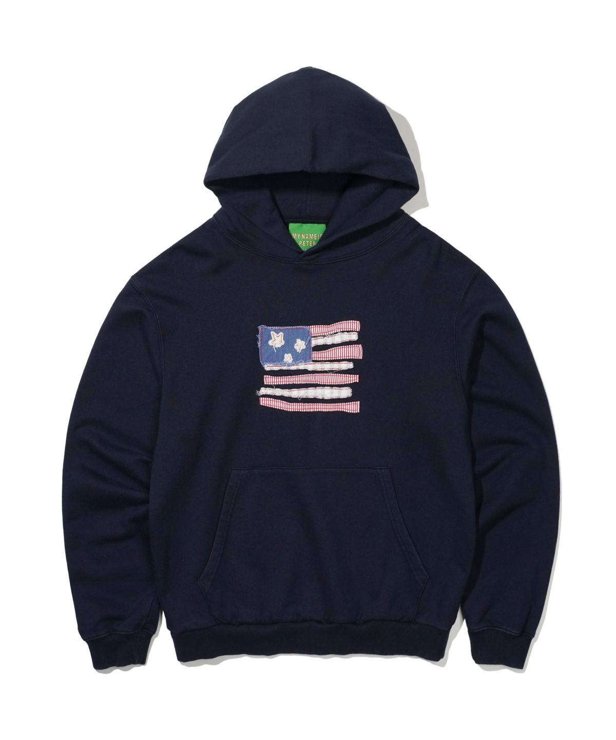 마이네임이즈피터(MYNAMEISPETER) USA FLAG APPLIQUE HOODIE - NAVY