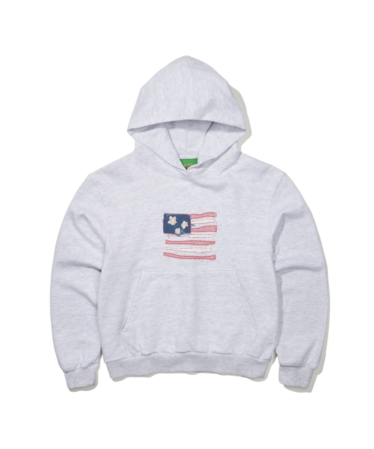 마이네임이즈피터(MYNAMEISPETER) (W) USA FLAG APPLIQUE HOODIE - LIGHT GRAY