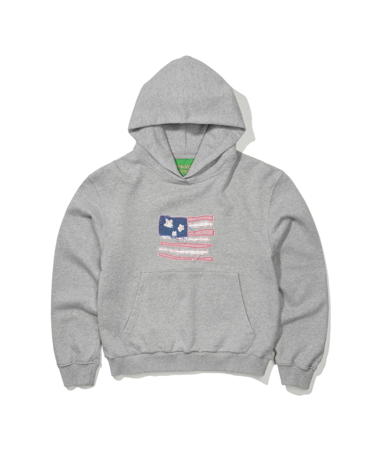 마이네임이즈피터(MYNAMEISPETER) (W) USA FLAG APPLIQUE HOODIE - GRAY