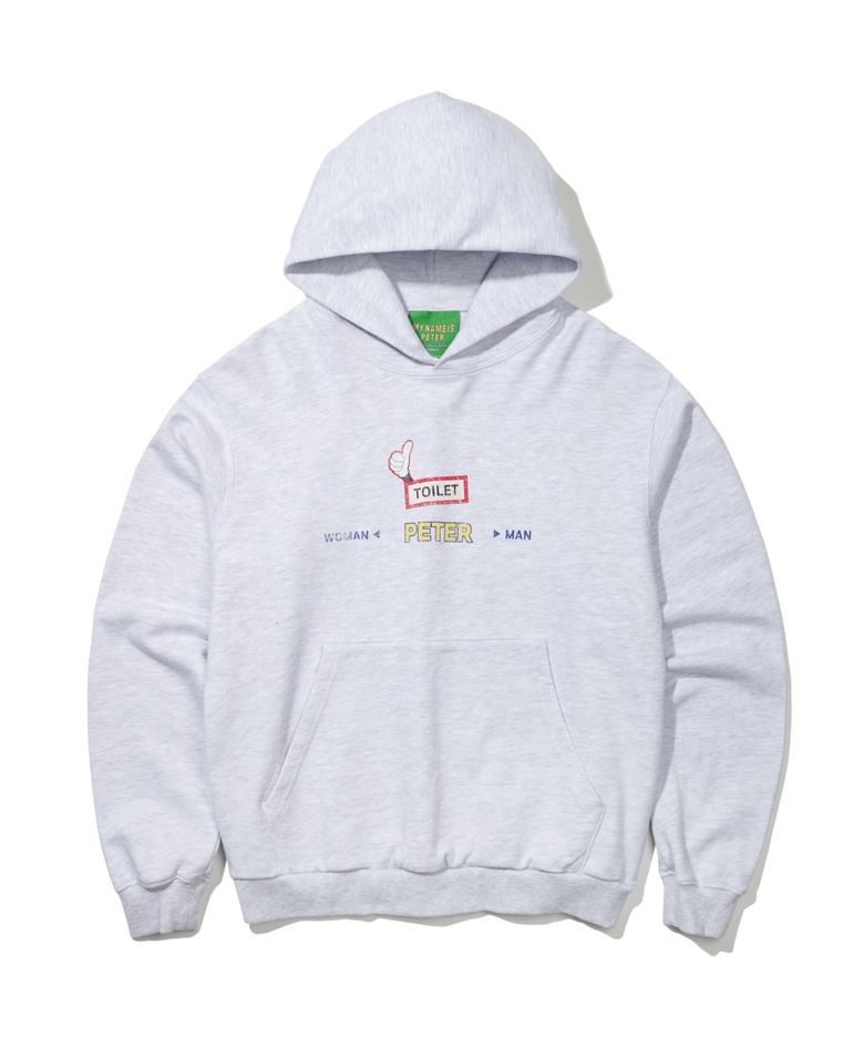 TOILET SIGN HOODIE - LIGHT GRAY