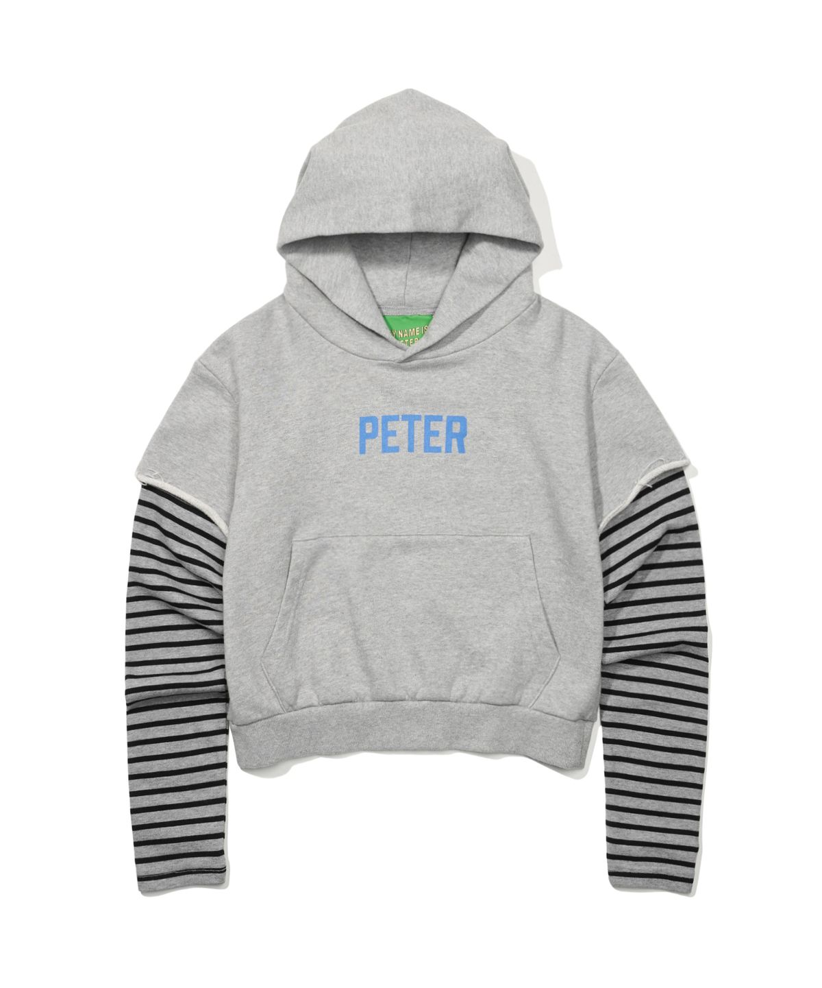 마이네임이즈피터(MYNAMEISPETER) (W) PETER LAYERED STRIPE HOODIE - GRAY