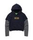 (W) PETER LAYERED STRIPE HOODIE - NAVY