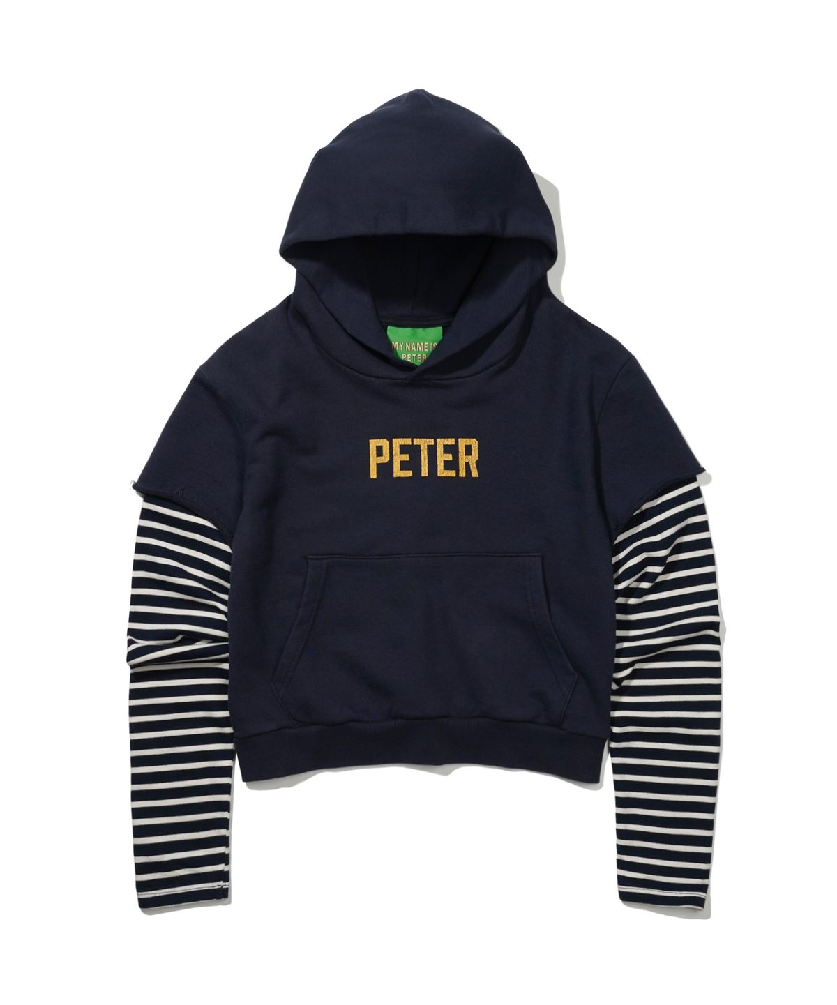 마이네임이즈피터(MYNAMEISPETER) (W) PETER LAYERED STRIPE HOODIE - NAVY