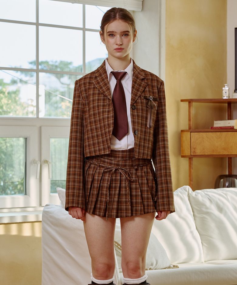 WHITNEY CROP JACKET / BROWN