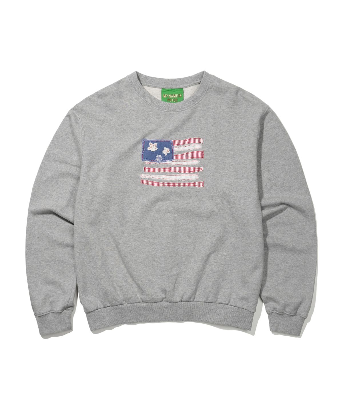 마이네임이즈피터(MYNAMEISPETER) USA FLAG APPLIQUE SWEATSHIRT - GRAY