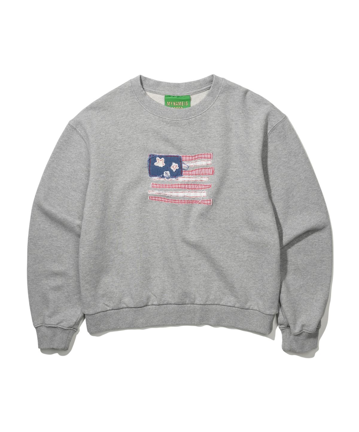 마이네임이즈피터(MYNAMEISPETER) (W) USA FLAG APPLIQUE SWEATSHIRT - GRAY