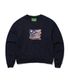 (W) USA FLAG APPLIQUE SWEATSHIRT - NAVY