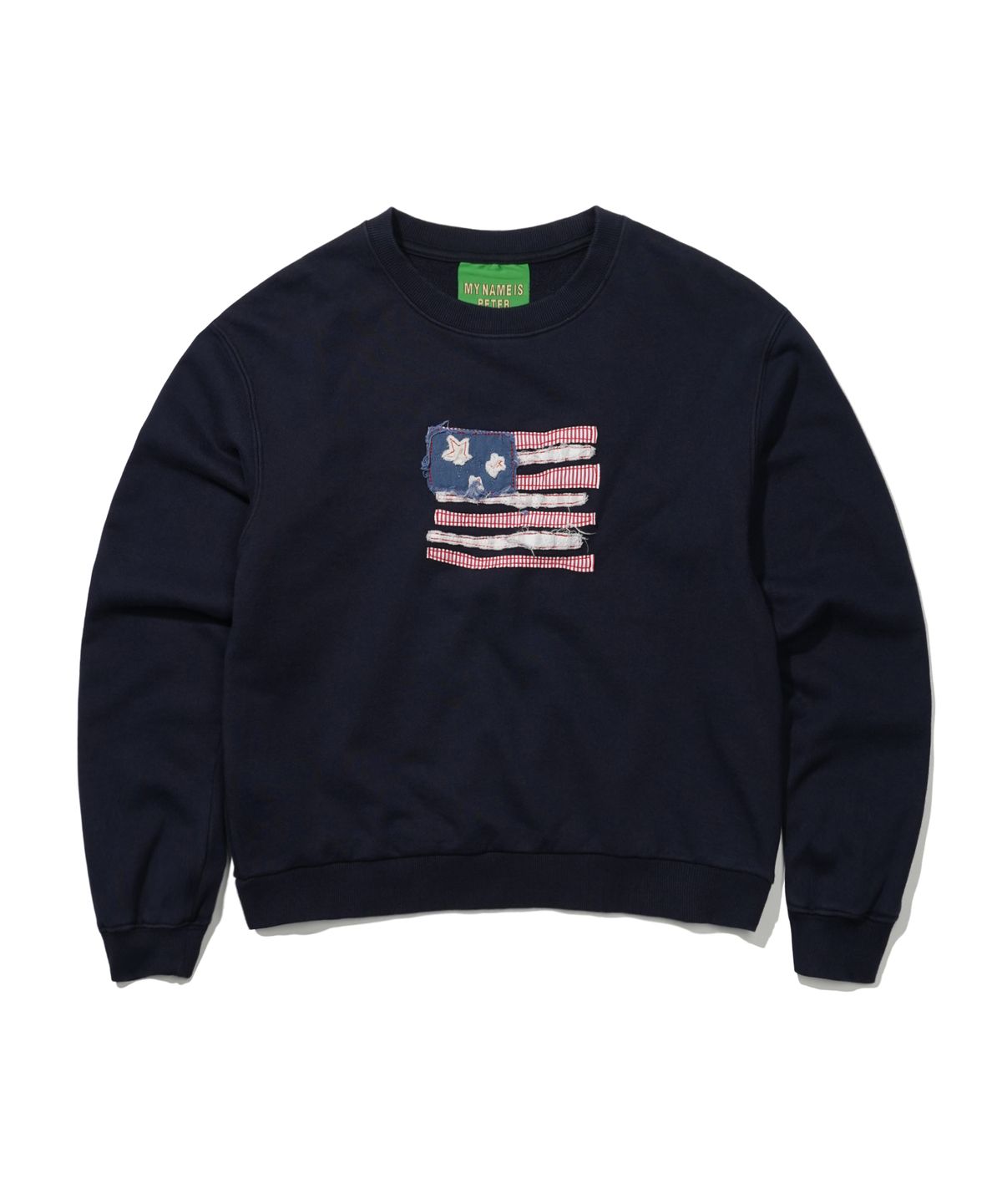 마이네임이즈피터(MYNAMEISPETER) (W) USA FLAG APPLIQUE SWEATSHIRT - NAVY