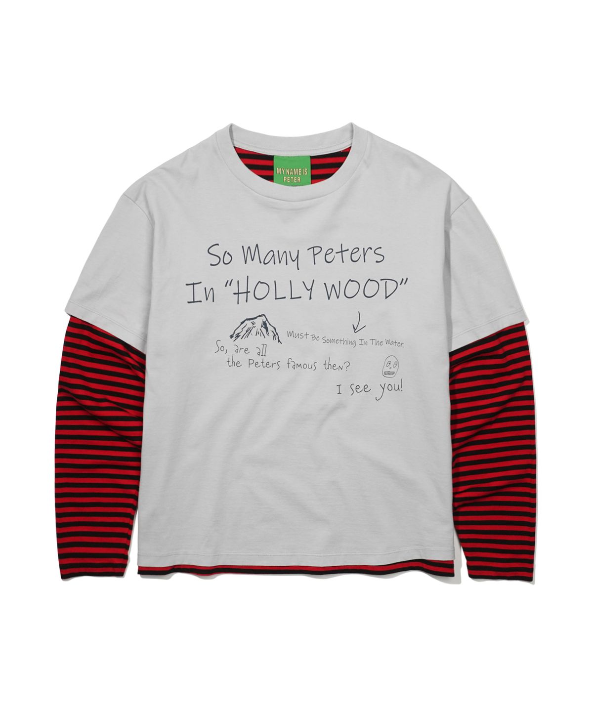 마이네임이즈피터(MYNAMEISPETER) HOLLYWOOD LAYERED LONG SLEEVE T-SHIRT - GRAY