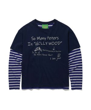 HOLLYWOOD LAYERED LONG SLEEVE T-SHIRT - NAVY