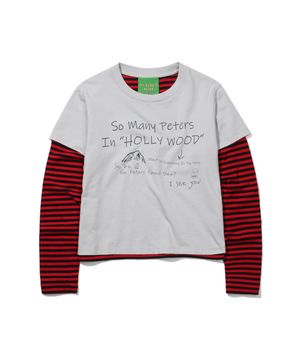 (W) HOLLYWOOD LAYERED LONG SLEEVE T-SHIRT - GRAY