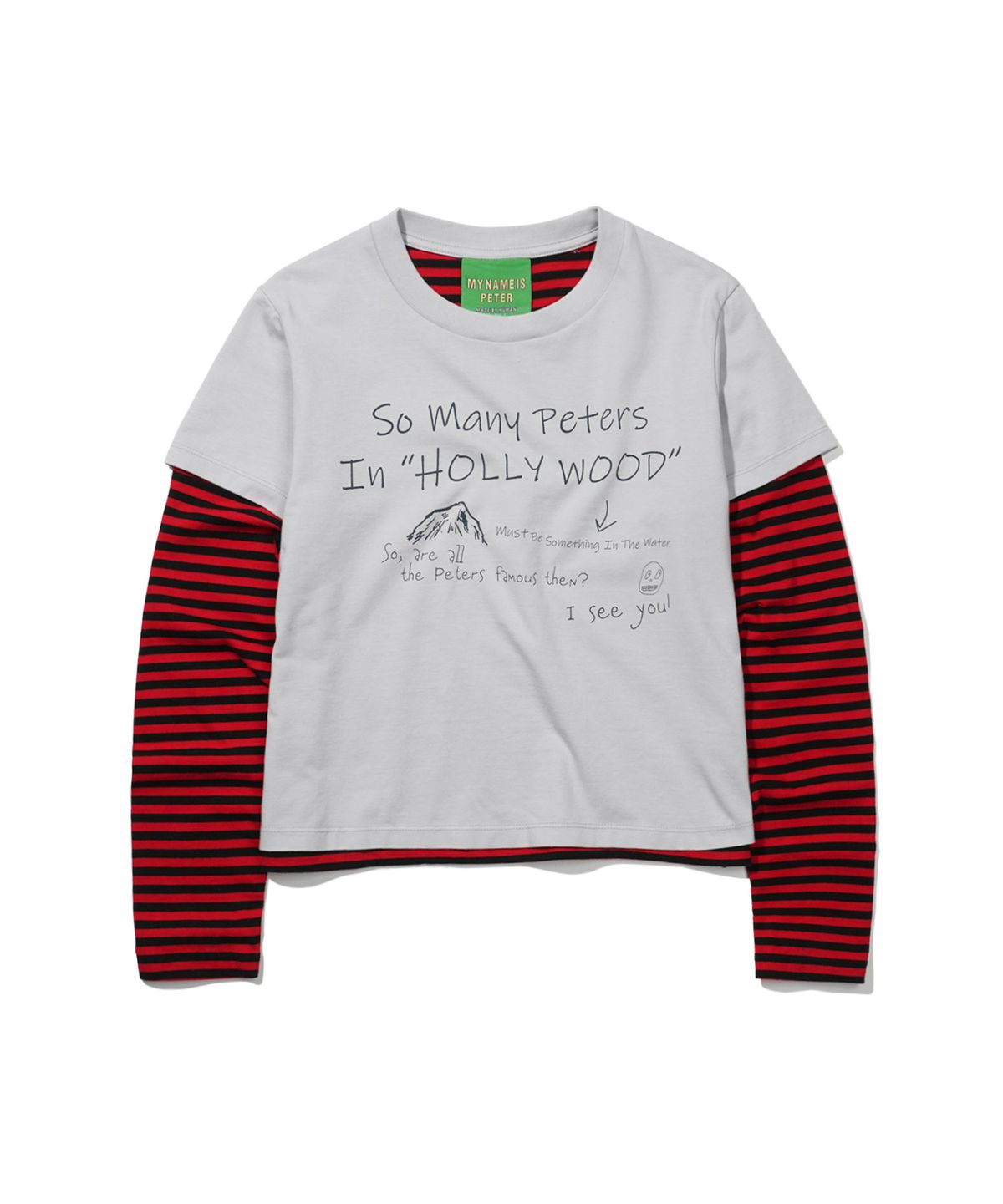 마이네임이즈피터(MYNAMEISPETER) (W) HOLLYWOOD LAYERED LONG SLEEVE T-SHIRT - GRAY