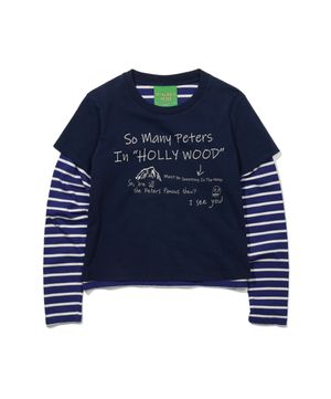 (W) HOLLYWOOD LAYERED LONG SLEEVE T-SHIRT - NAVY