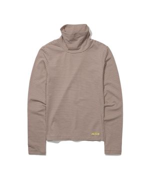 (W) PETER TURTLENECK STRIPE LONG SLEEVE T-SHIRT - BEIGE