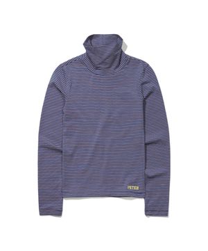 (W) PETER TURTLENECK STRIPE LONG SLEEVE T-SHIRT - BLUE
