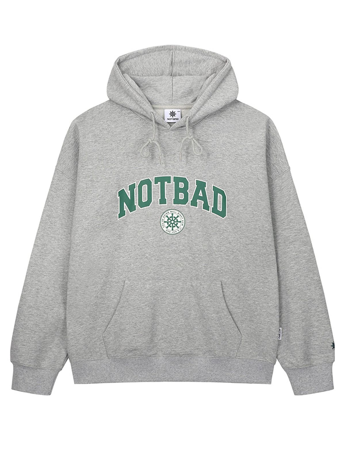 낫배드코리아(NOTBAD KOREA) 라운드 아치 로고 후드 - Gray