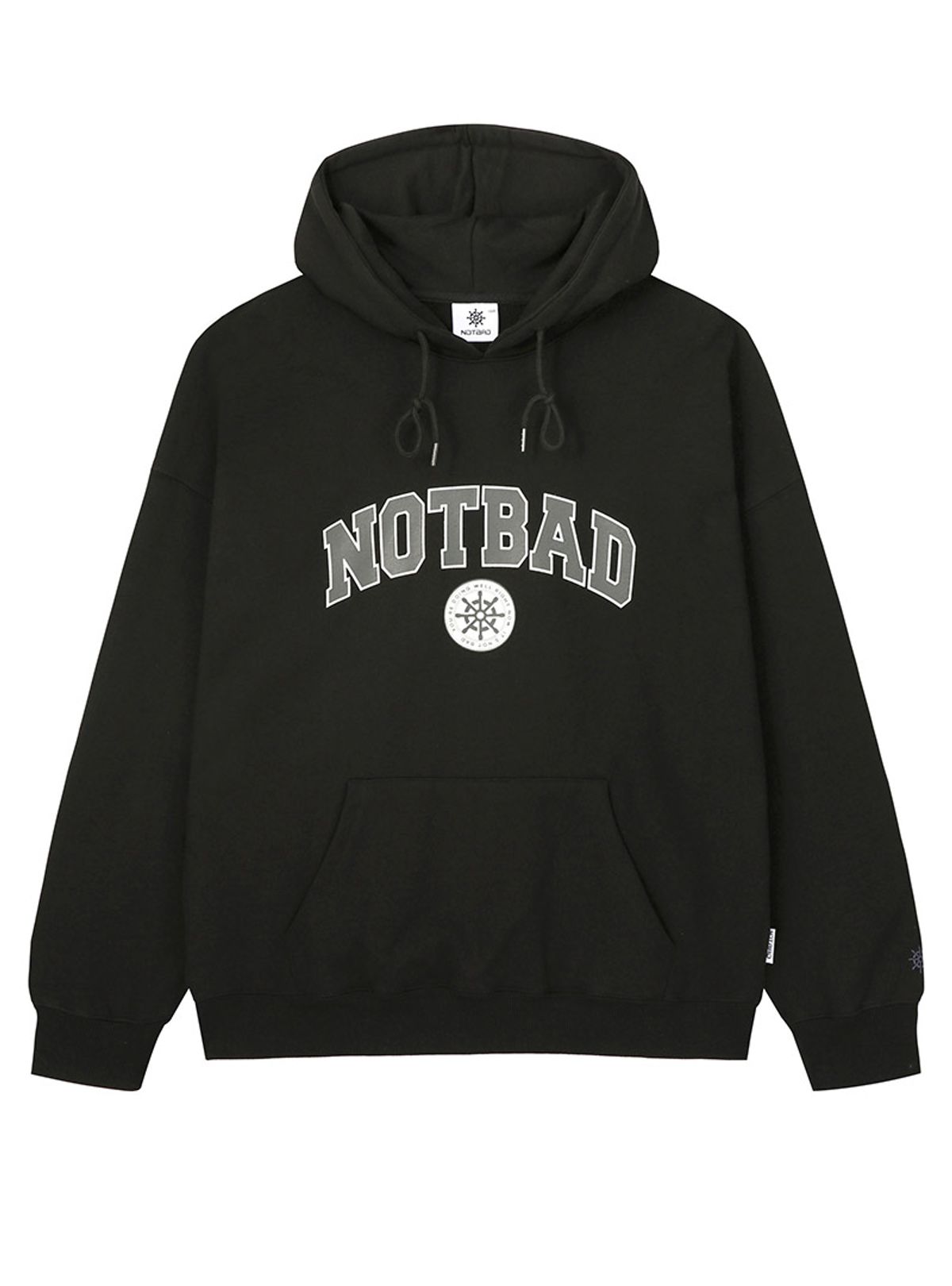 낫배드코리아(NOTBAD KOREA) 라운드 아치 로고 후드 - Black