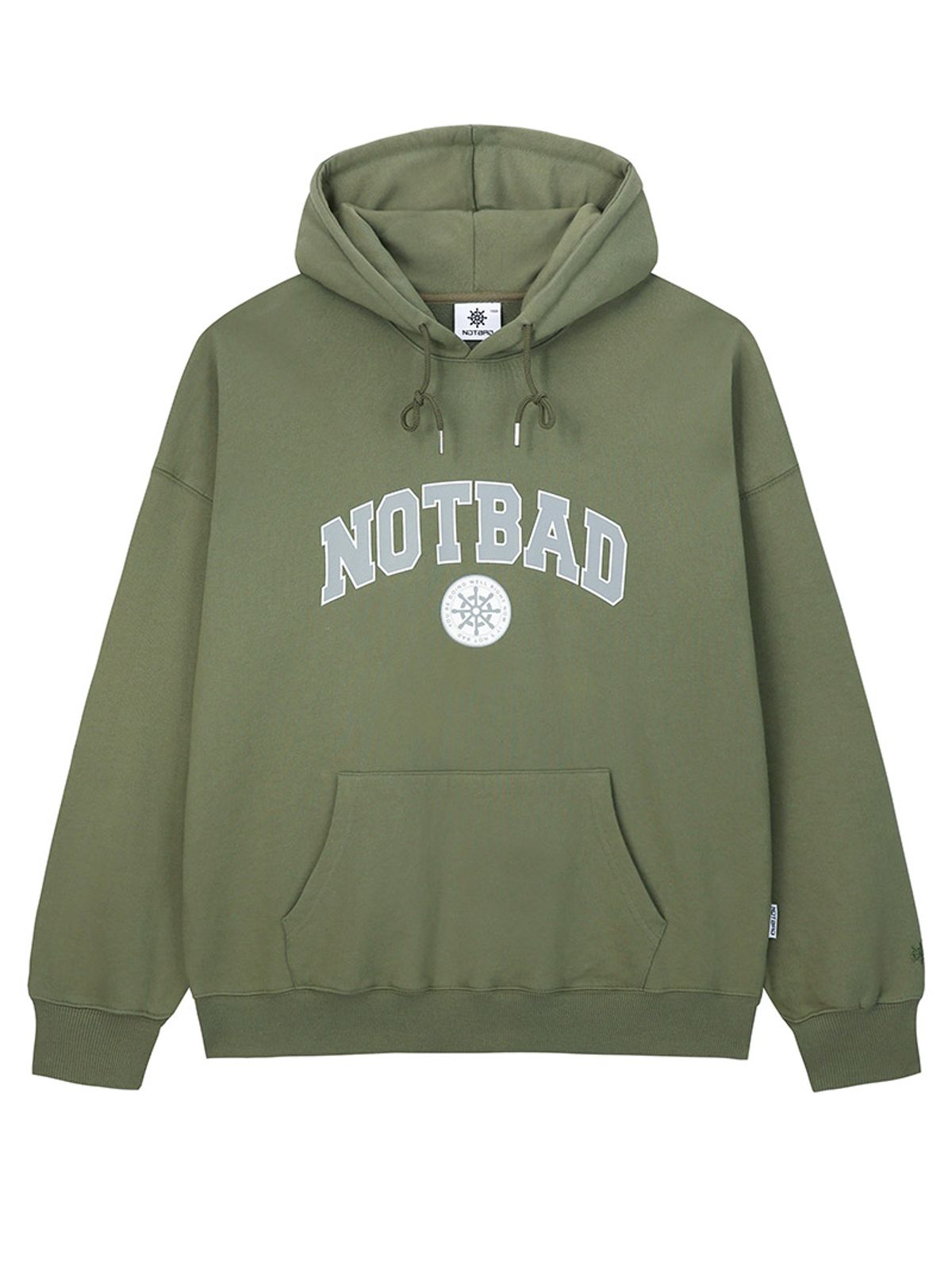 낫배드코리아(NOTBAD KOREA) 라운드 아치 로고 후드 - Khaki