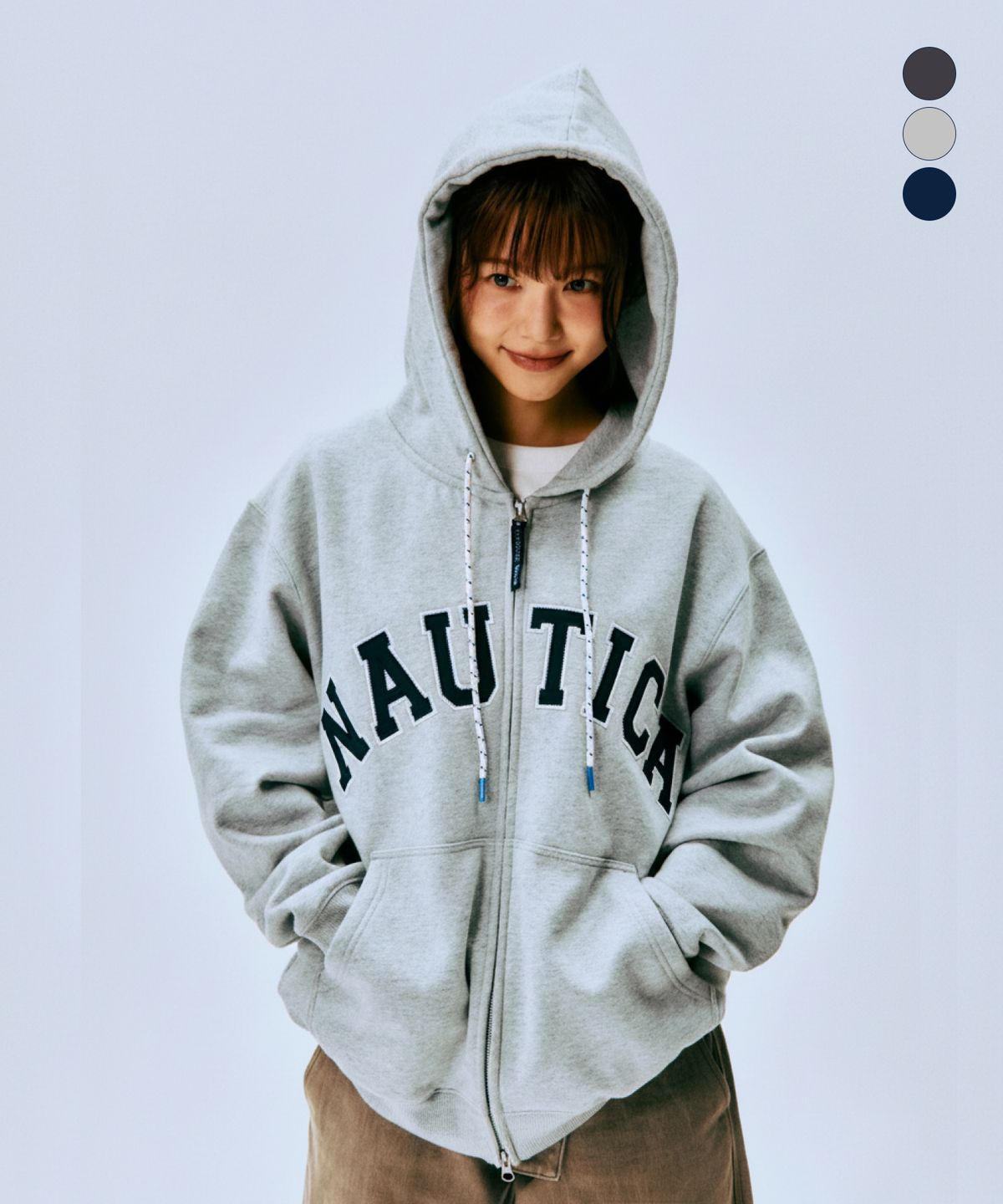 노티카(NAUTICA) 아치 로고 후디드 집업(기모) NJK0865