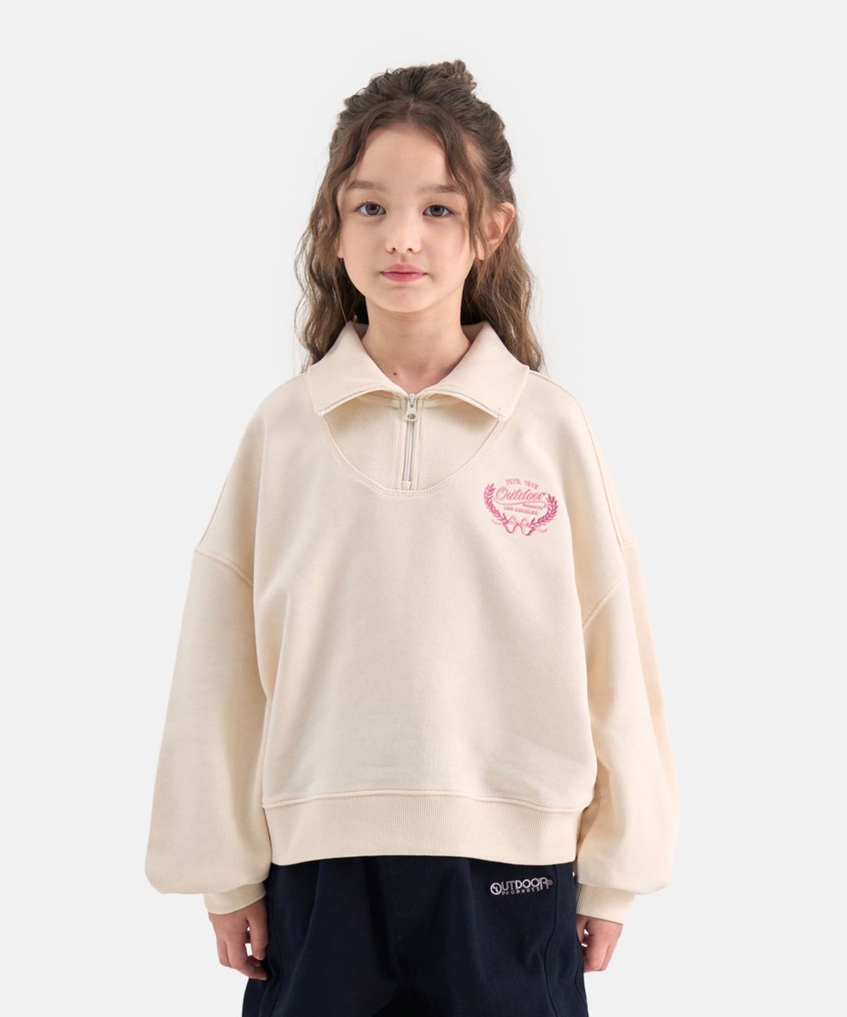 아웃도어 프로덕츠 키즈(OUTDOOR PRODUCTS KIDS) 여아 반집업 맨투맨 (크림) OD253IZM73_CRE
