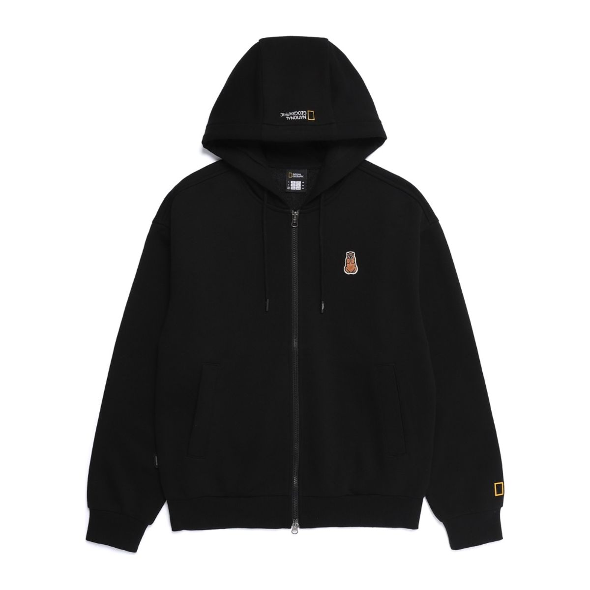 내셔널지오그래픽(NATIONALGEOGRAPHIC) N253UFT910 동물 와펜 후드 집업 BLACK