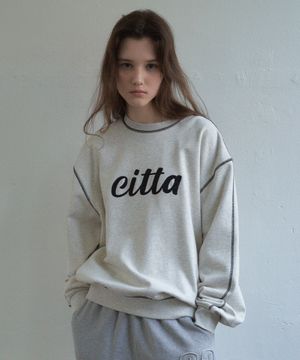 시그니처 체인 스티치 로고 스웻셔츠_CTT309(오트밀)